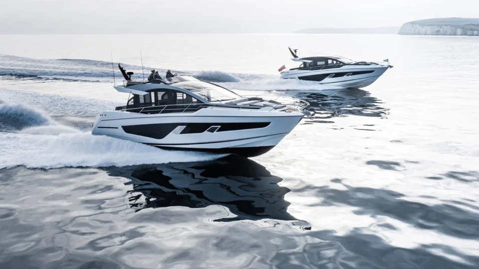 Sunseeker Predator 65 with hardtop and 65 Sport Yacht with sportbridge