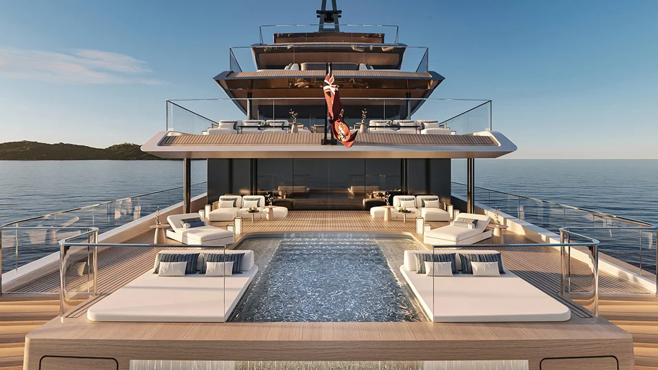 Зона отдыха вокруг бассейна на Heesen Project Ananda