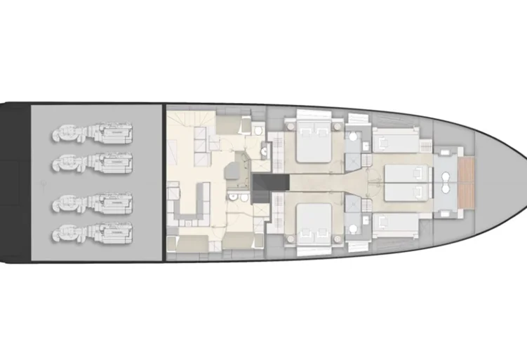 Lower deck: four-cabin version