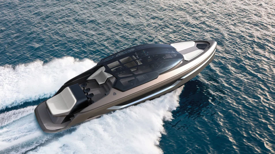 The superstructure adorned with a glass dome is one of the standout features of the Mirarri yachts