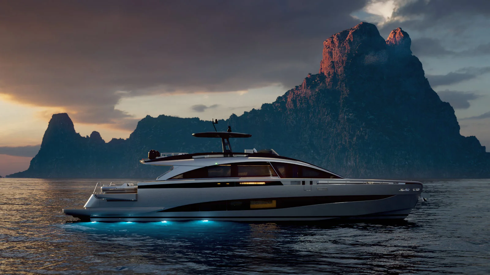 The Pershing GTX90 features aggressive, sporty lines and a streamlined profile