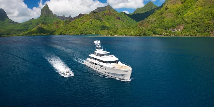 One of the most famous and widely travelled expedition yachts in the world, the 45–meter Big Fish, built in 2010 by the McMullen & Wing, has a range of 10,000 nautical miles