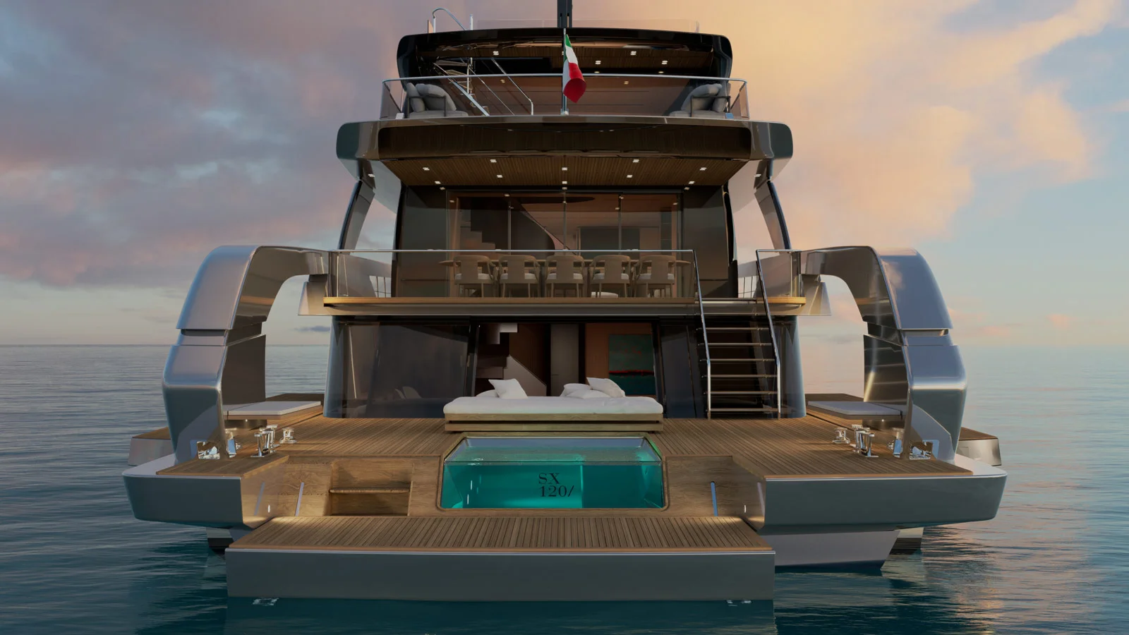 The SX120's pool can be both open and enclosed thanks to the lift and slide mechanism