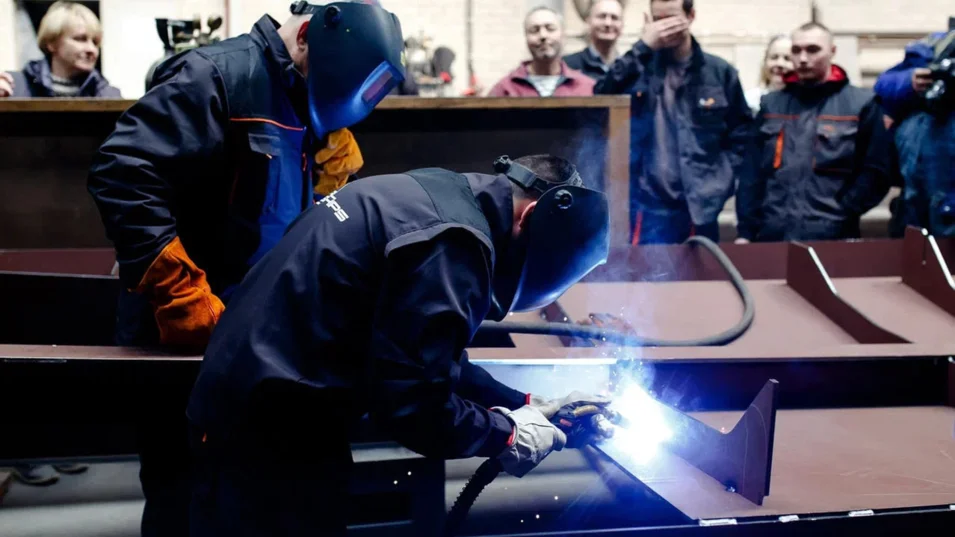 Keel laying ceremony for a new vessel at Ushakov shipyards