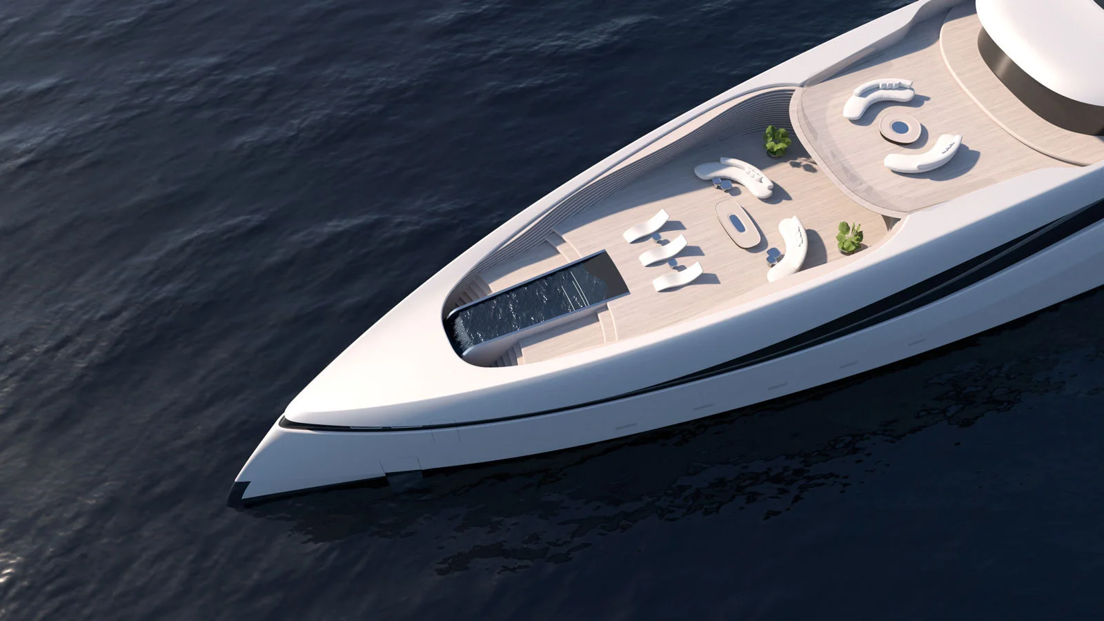 Comet's foredeck is one of its key spaces for lounging and socializing