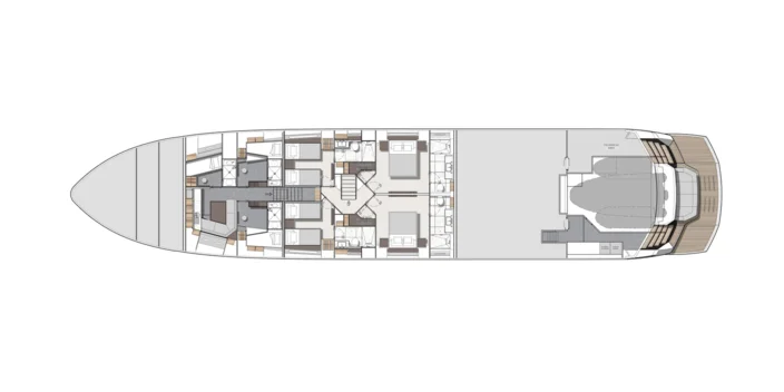 Нижняя палуба Sunseeker 120 Yacht