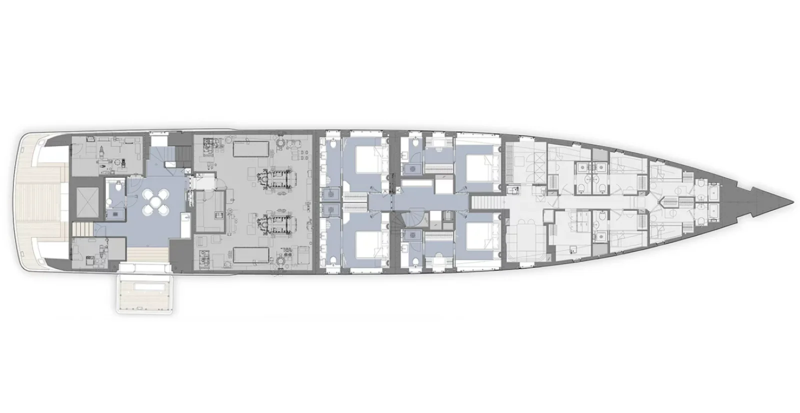 Lower deck (traditional aft deck version)