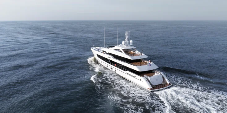 Iris Blue is the first yacht of the restyled 55-metre series