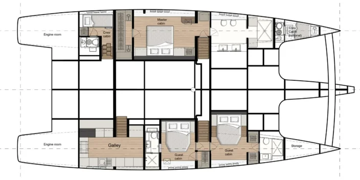 Lower deck: 3-cabin version