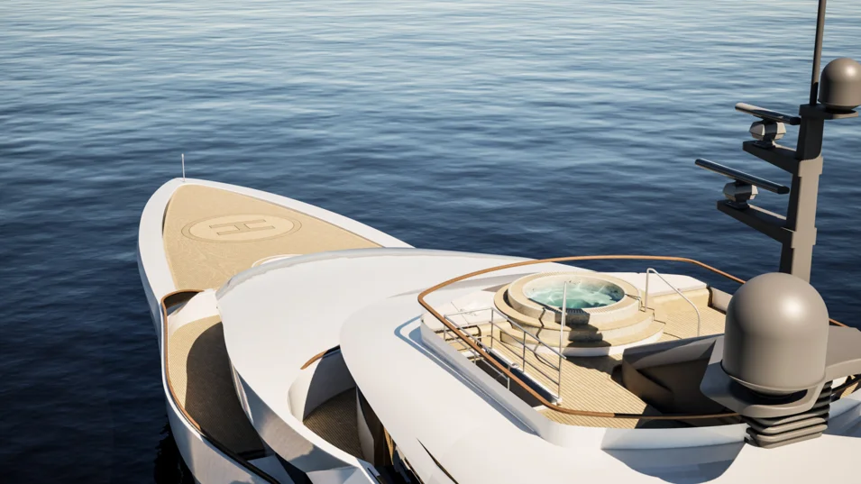 Project Opal's foredeck doubles as a touch-and-go helipad