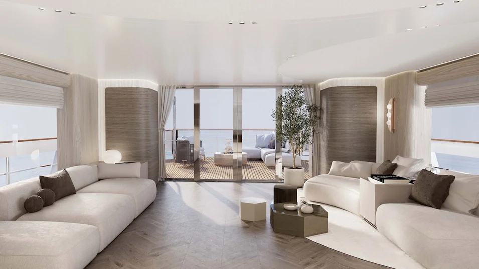 Lounge in the Sirena 118's main saloon
