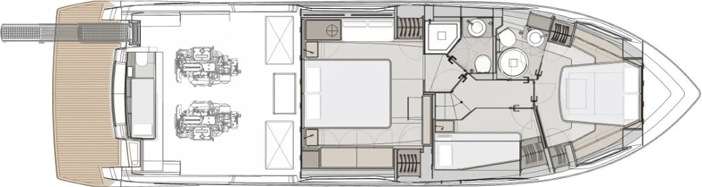 Lower deck, 3-cabin version