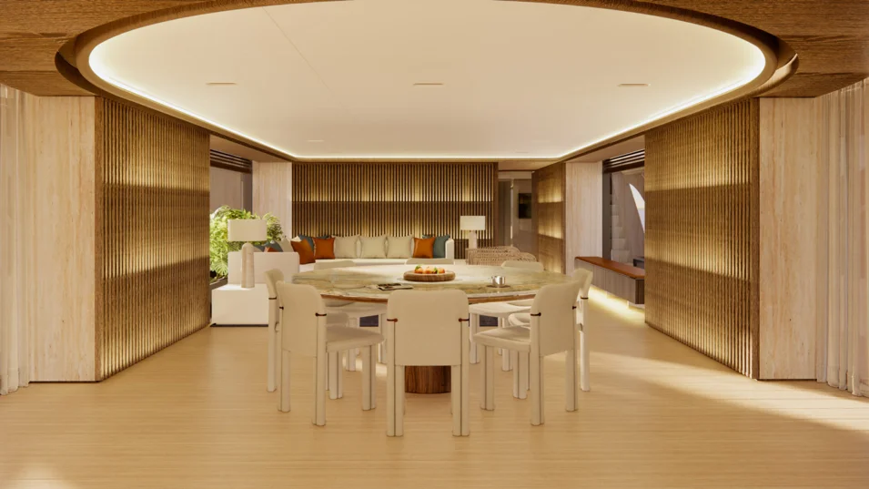Dining area on Benetti Oasis 42M's main deck