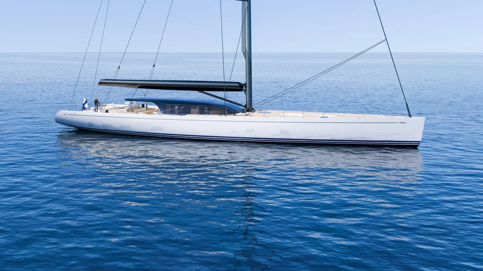 Минималистичный экстерьер Swan Alloy 44 разрабатывала студия Malcolm McKeon Yacht Design