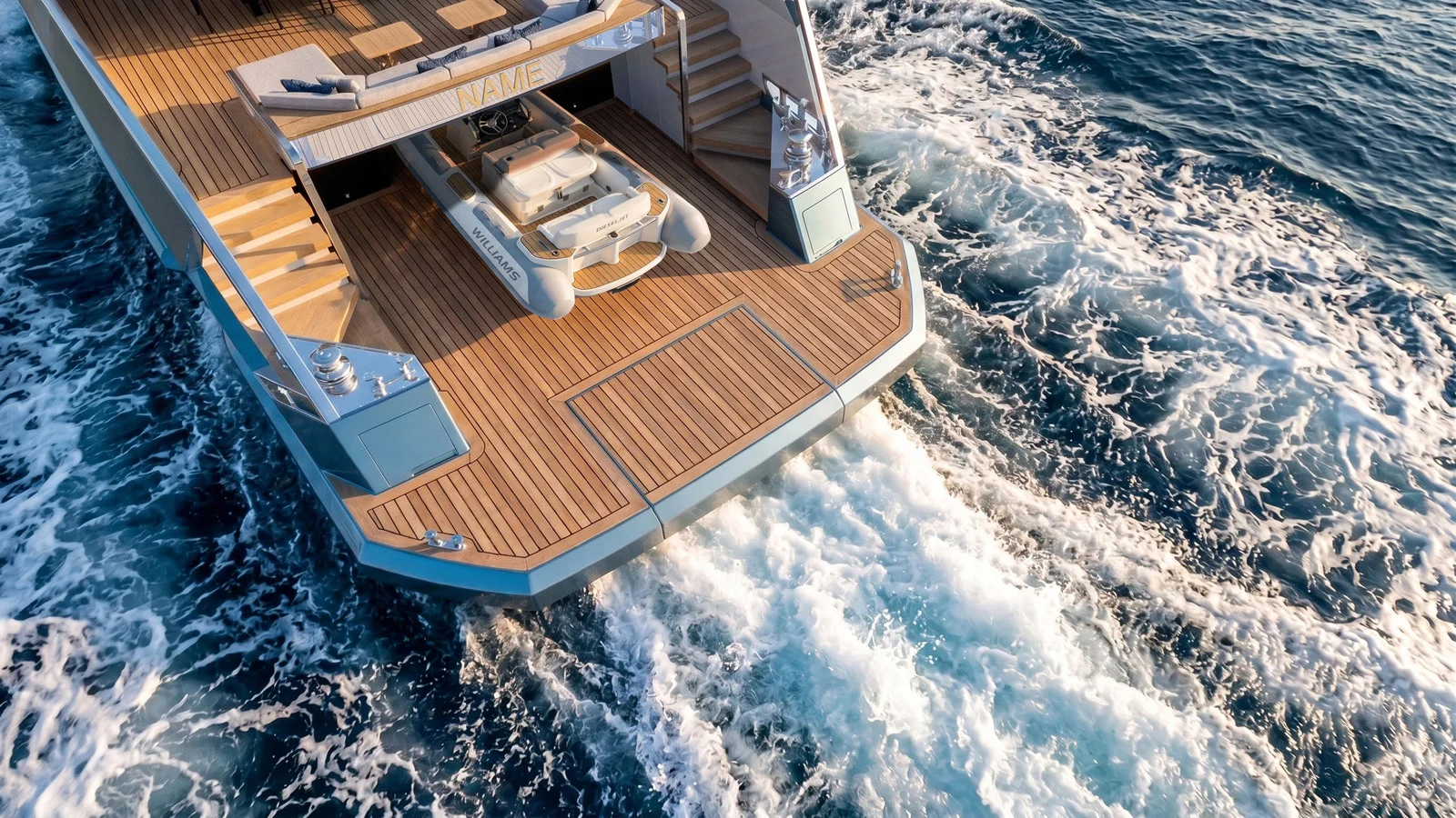 While under way, the XPD95's aft section can accommodate a tender