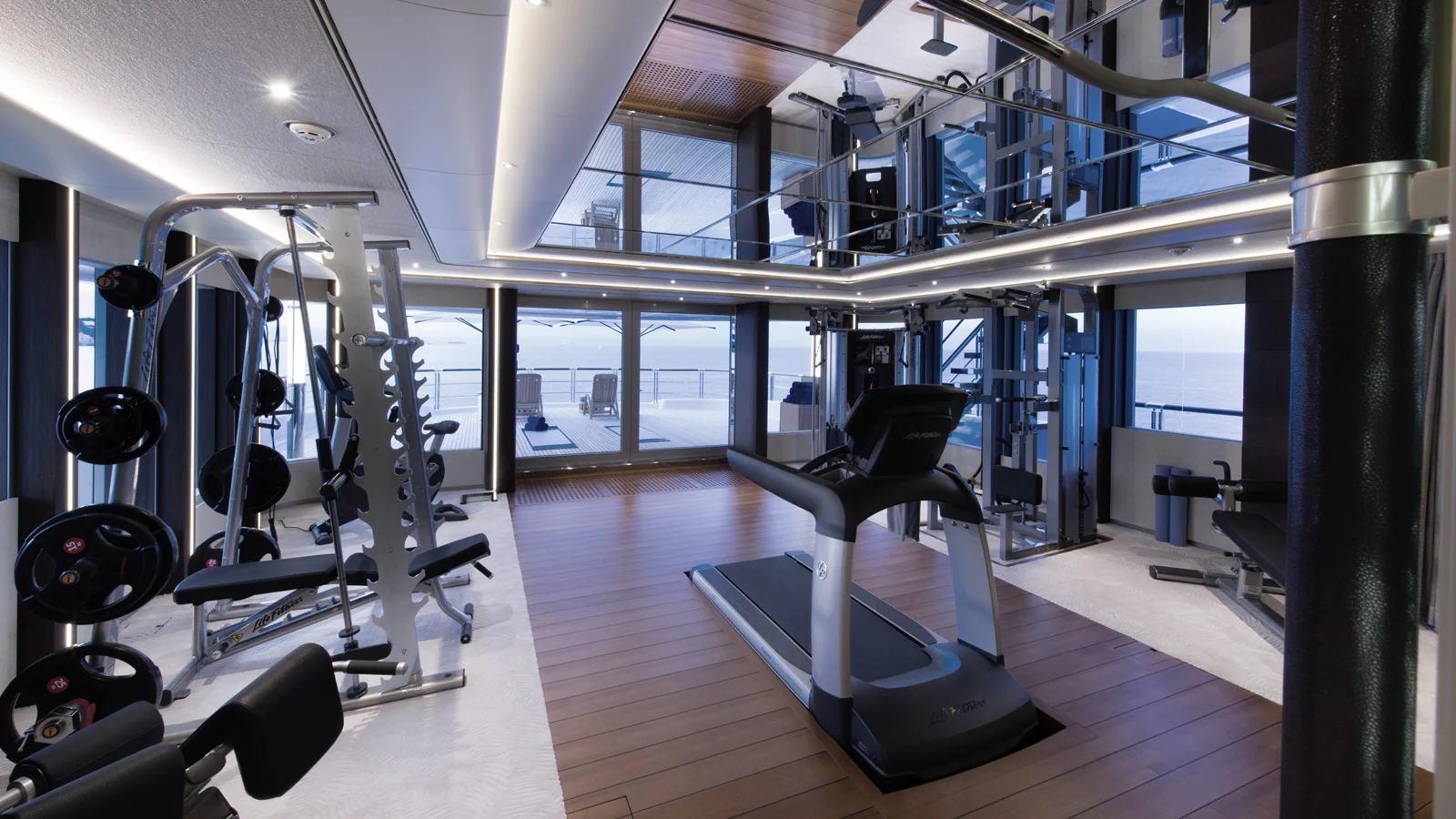 Gym on the Nirvana superyacht, Oceanco