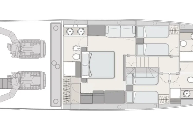 Lower deck: version with four cabins