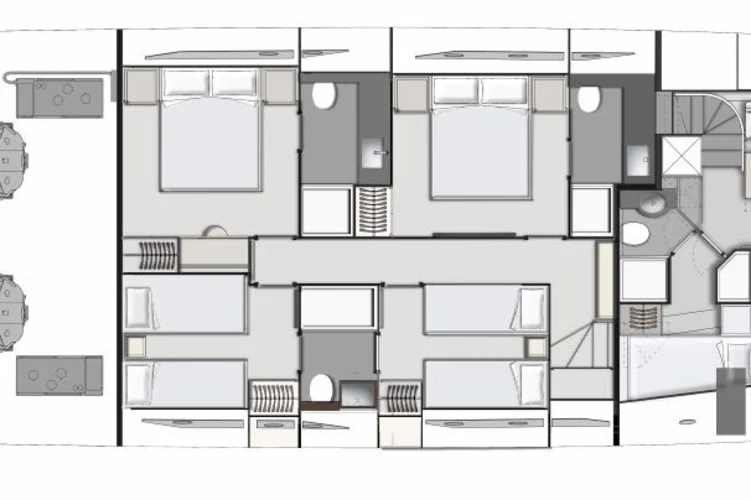 Lower deck: four-cabin version