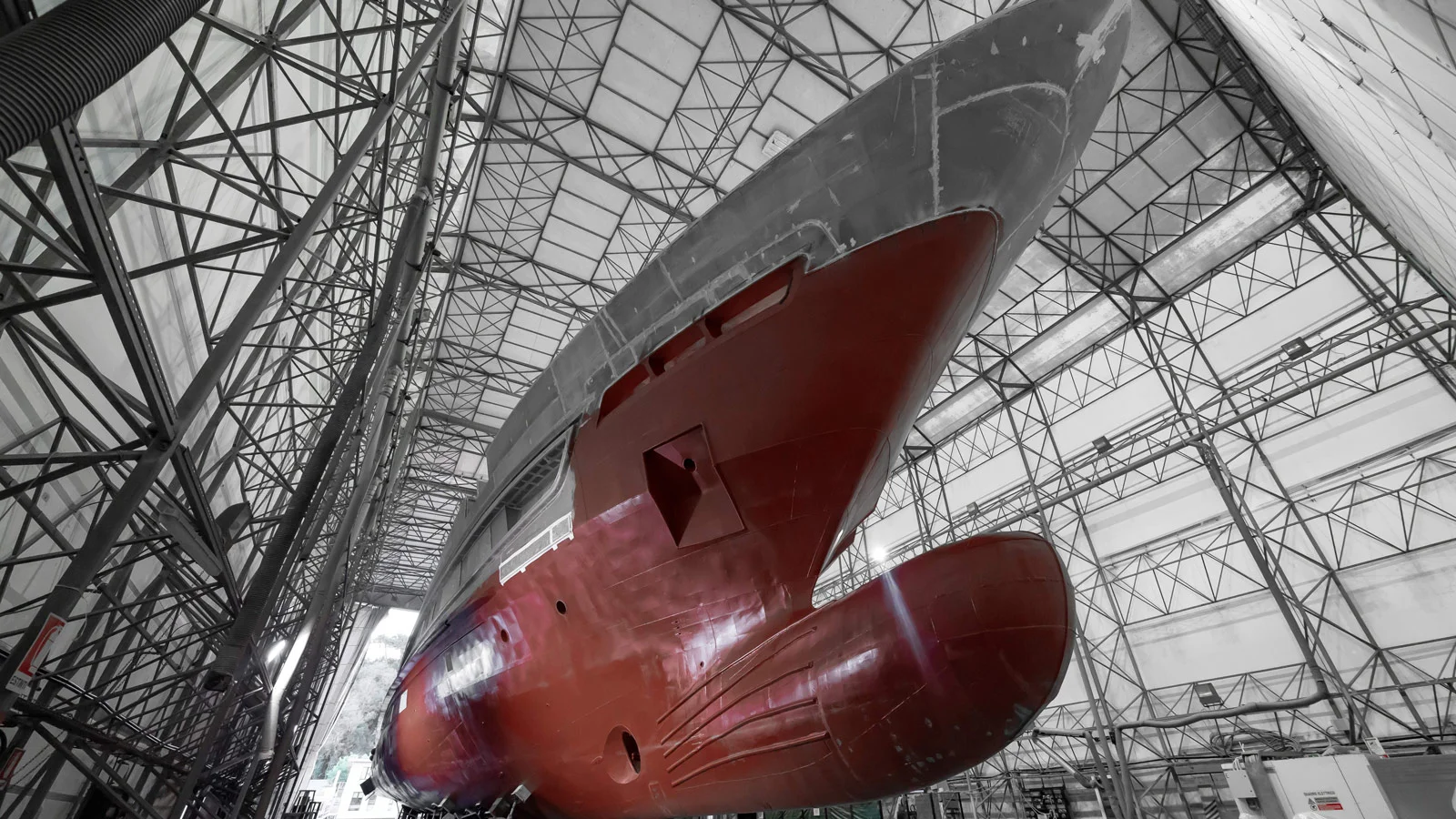 The first Baglietto T54's displacement hull has already been built