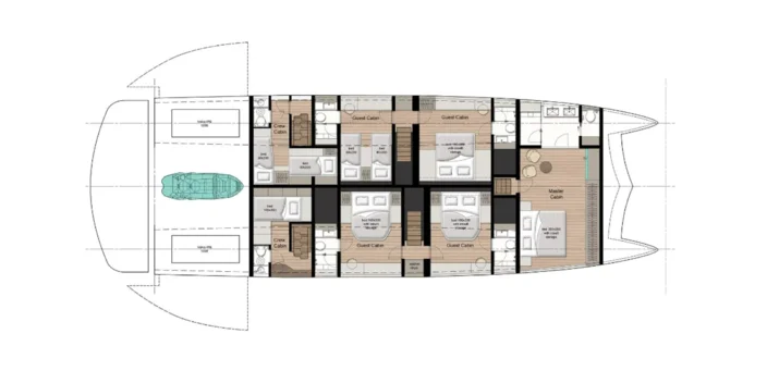 Lower deck: version with 5 cabins