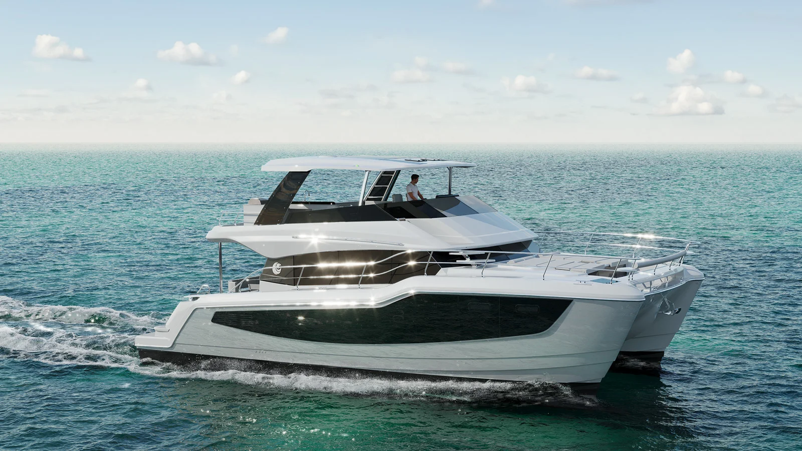 В дизайне Aquila 50 Yacht Power Catamaran используется эстетика яхт-эксплореров