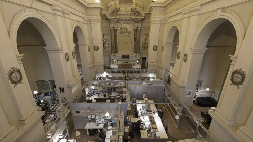 Tommaso Spadolini's design studio in an ancient church in the centre of Florence