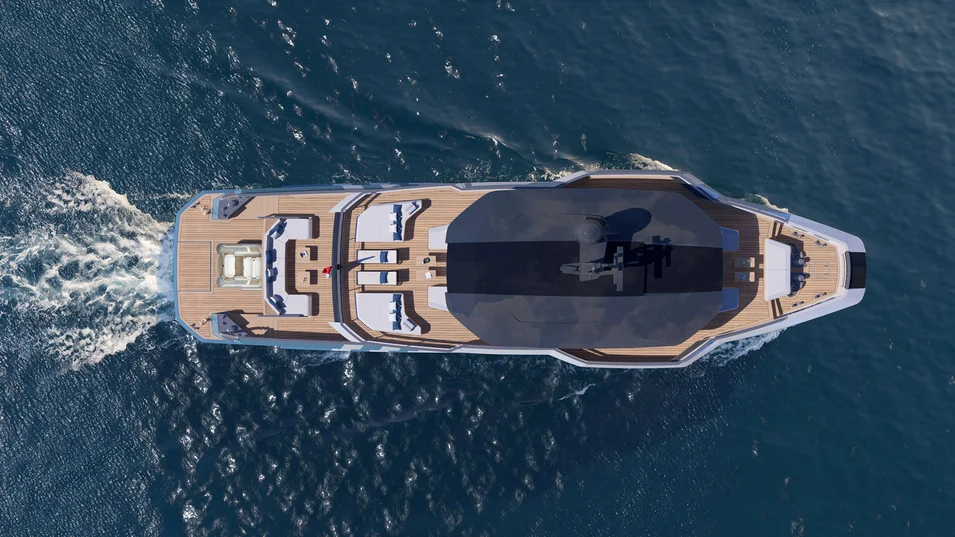 The XPD95's superstructure is brought forward to free up more space for exterior areas aft