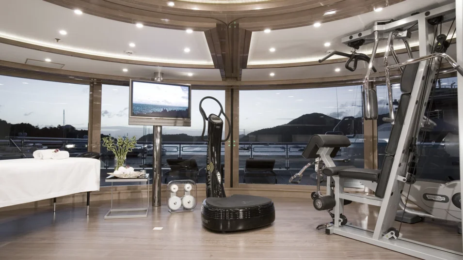 Gym on board the Alfa Nero superyacht, Oceanco