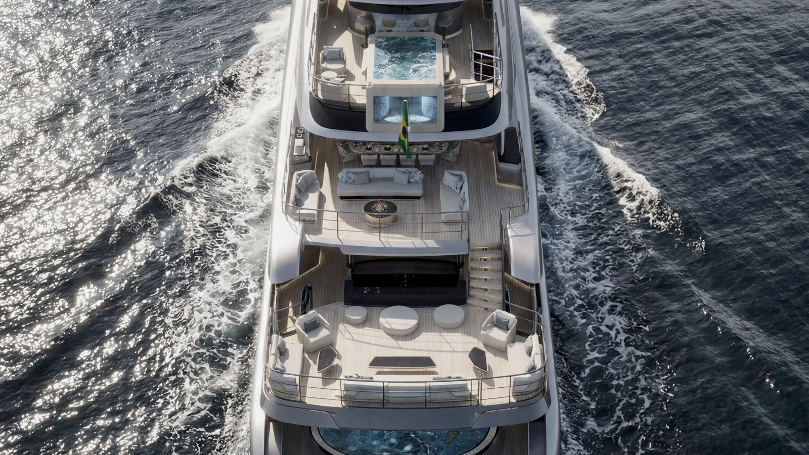 The Milky Ways features numerous al fresco lounging areas aft