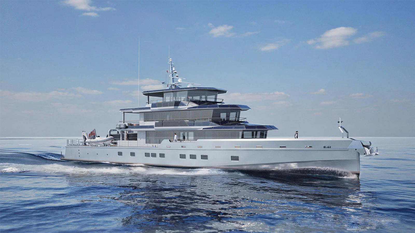 The aluminium JFA Yachts 50m explorer will feature a hybrid propulsion system