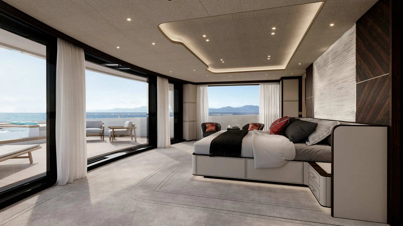 Sanlorenzo 58Steel's owner's suite on the upper deck