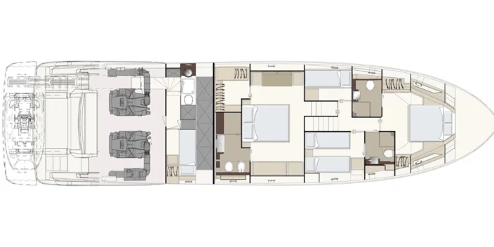 Lower deck: four-cabin version