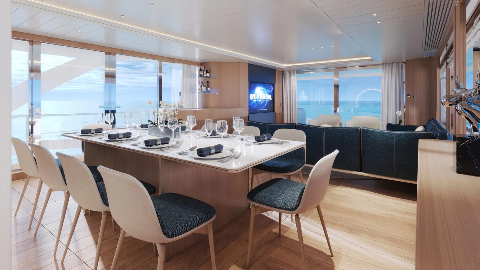 Dining area on the Ocean Alexander 30P's main deck