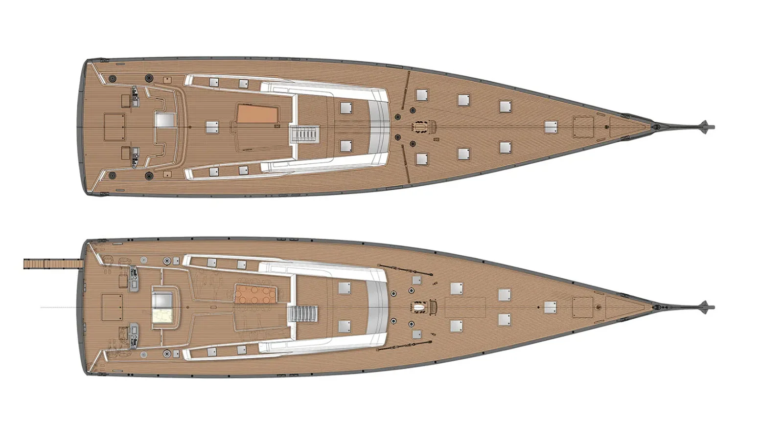 Deck configuration: cruising racing and performance cruising