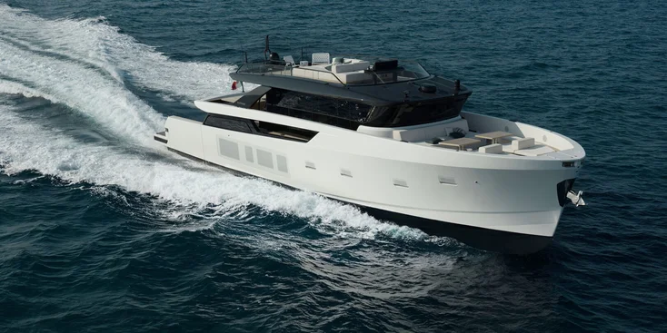 The Bluegame BGX83 has begun her sea trial in Italian Rapallo