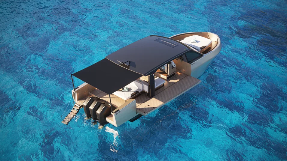 The Forte 47's fold-down bulwarks extend the area of the main deck considerably