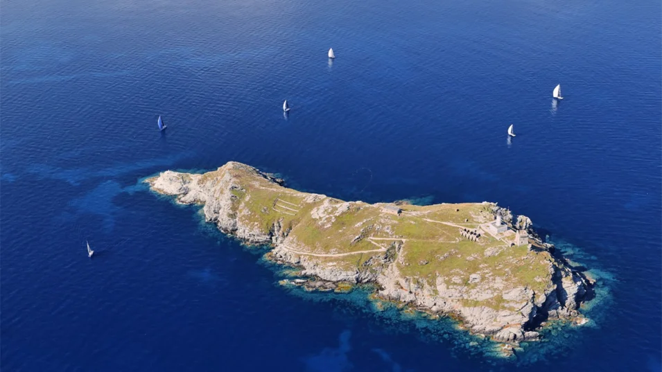 Giraglia is a small rocky island in the Liguarian Sea, north-west of Corsica