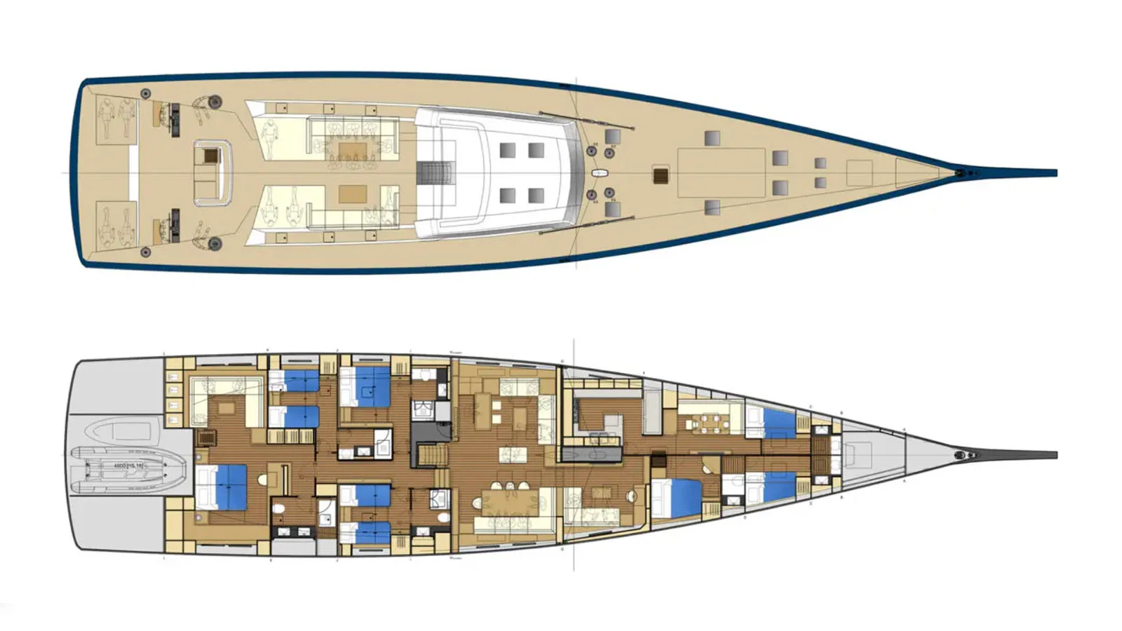 Raised saloon, master aft