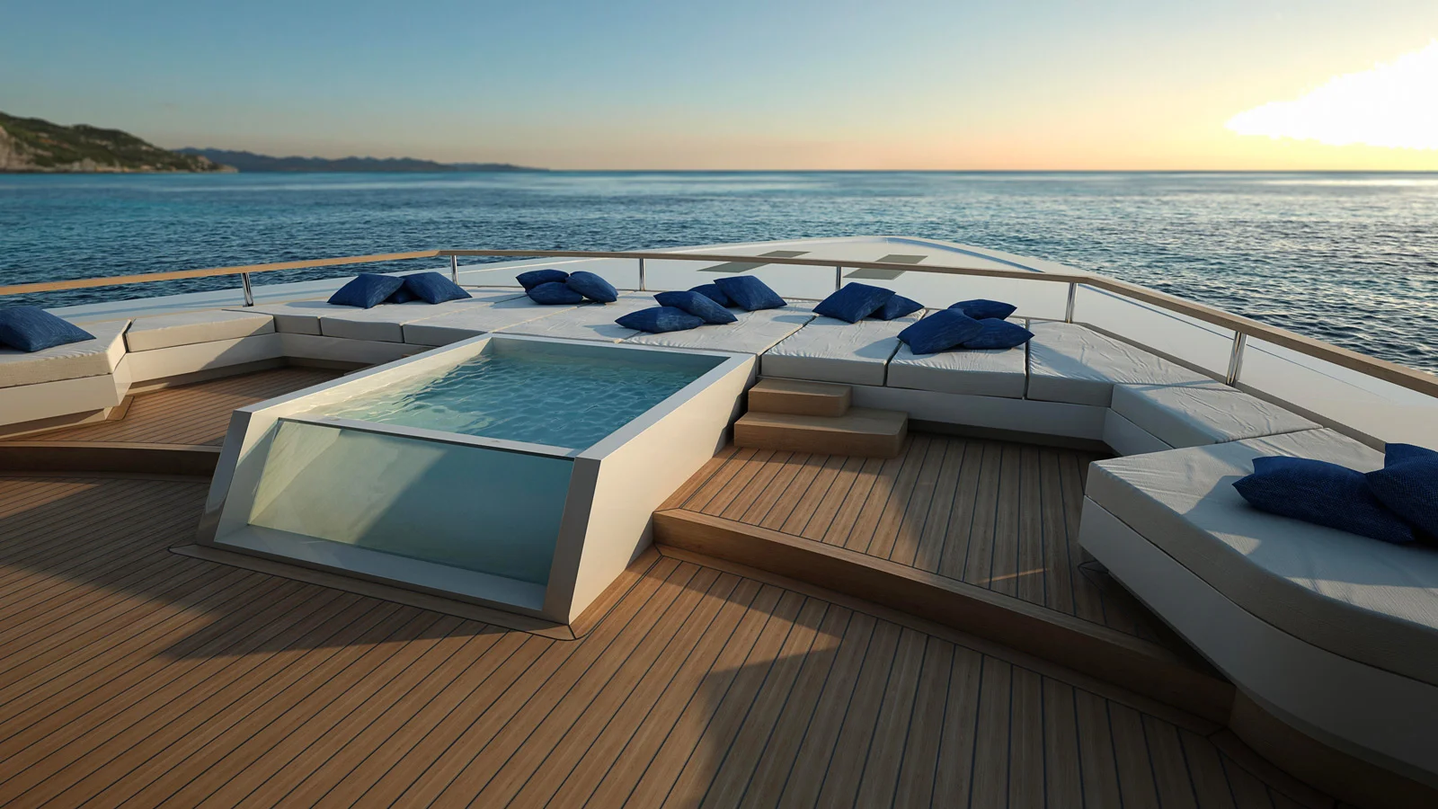 Owner's deck with a jacuzzi on board the Nauta XP75 Explorer