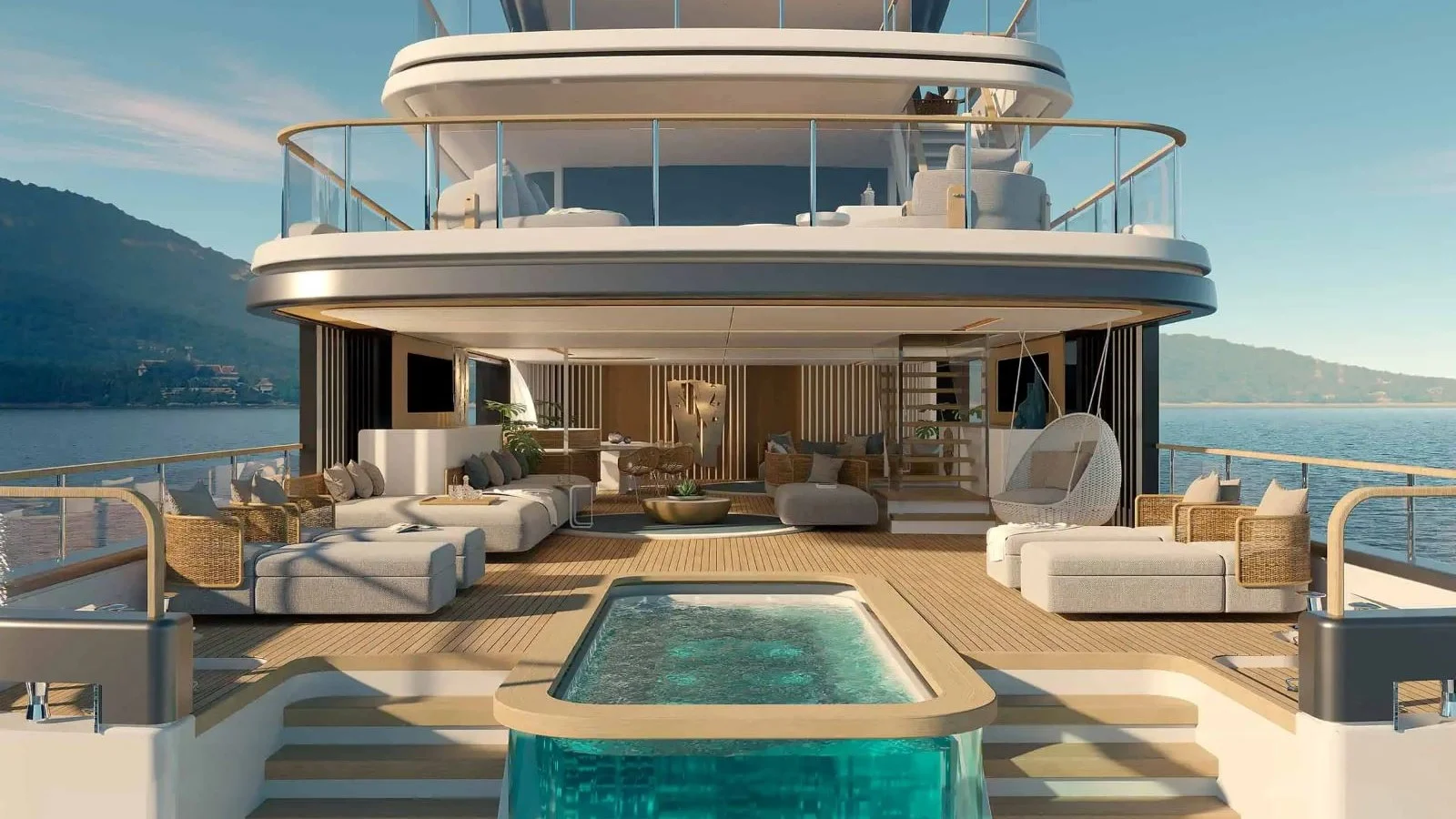 "Veranda Deck" concept allows one to open the main deck saloon on three sides