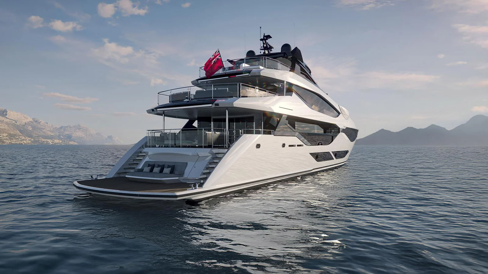 The Sunseeker 134 Superyacht's oudoor lounge areas can be tailored to the owner's needs