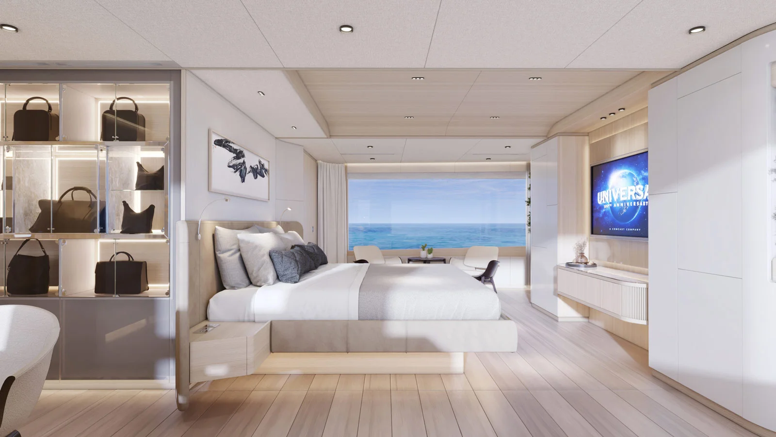 Owner's suite on board the Ocean Alexander 40P
