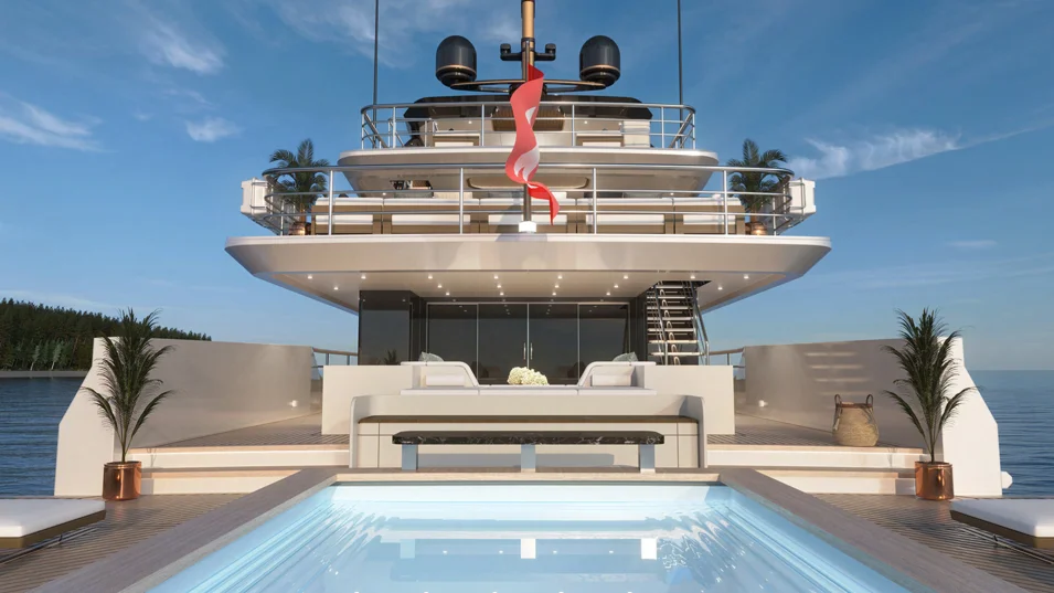 The beach club on the B165 superyacht