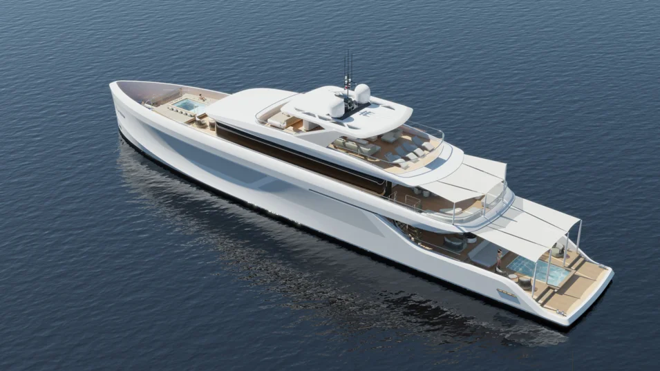 The 50-metre superyacht concept by Cass Yacht Design stands out for minimalist, fluid lines
