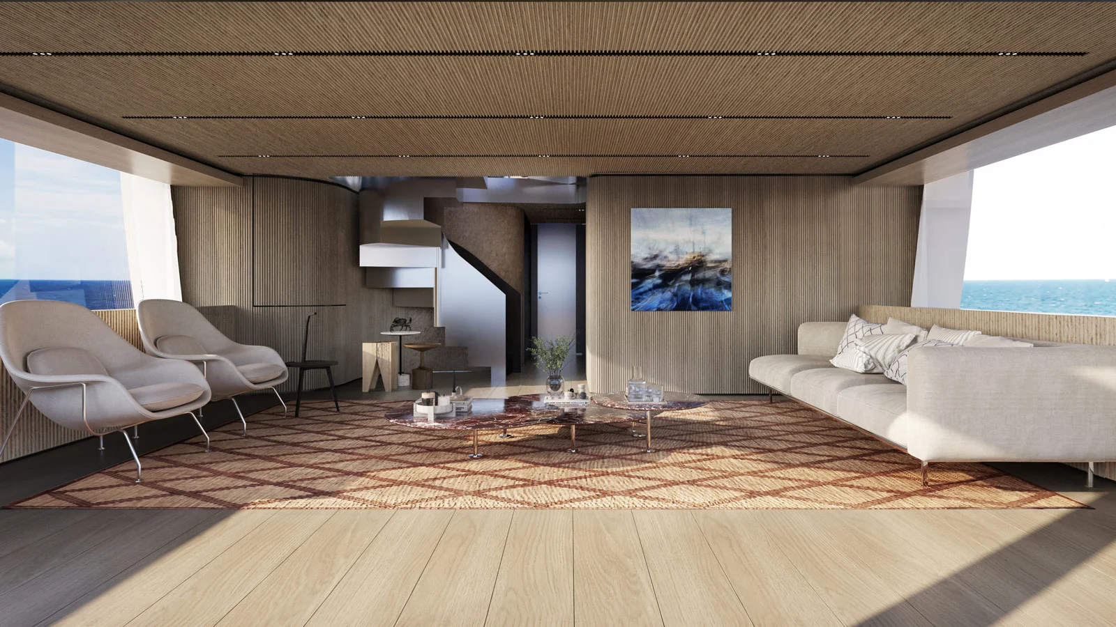 Sanlorenzo SX120's saloon below deck