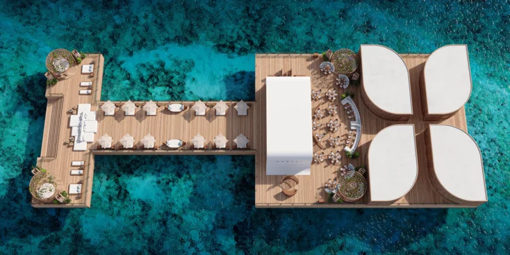 Oceaya modular construction as a restaurant and a beach club