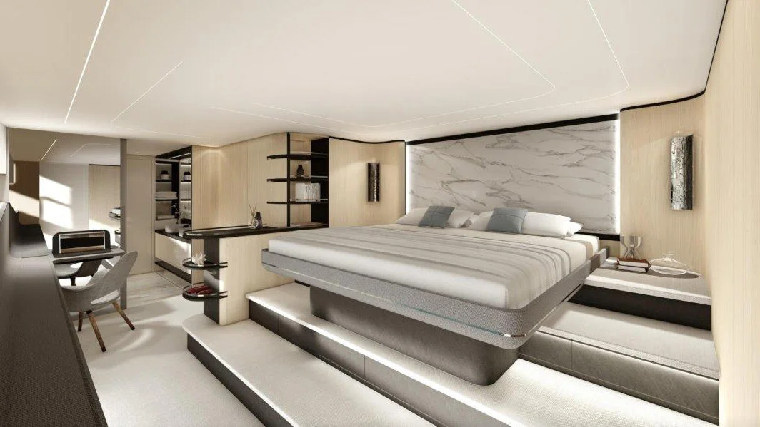 Master cabin on board the Xcel 70 catamaran