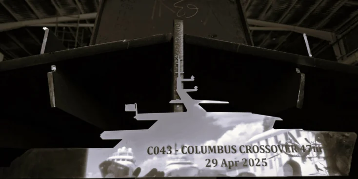 Laying the keel of the 47-metre Columbus Crossover 47