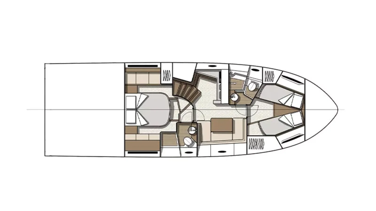 Lower deck 2-cabin layout