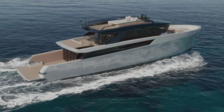 With three Volvo Penta IPS 1200 D13 engines of 900 hp each, the Bluegame BGX83 will boast a top speed of up to 30 knots